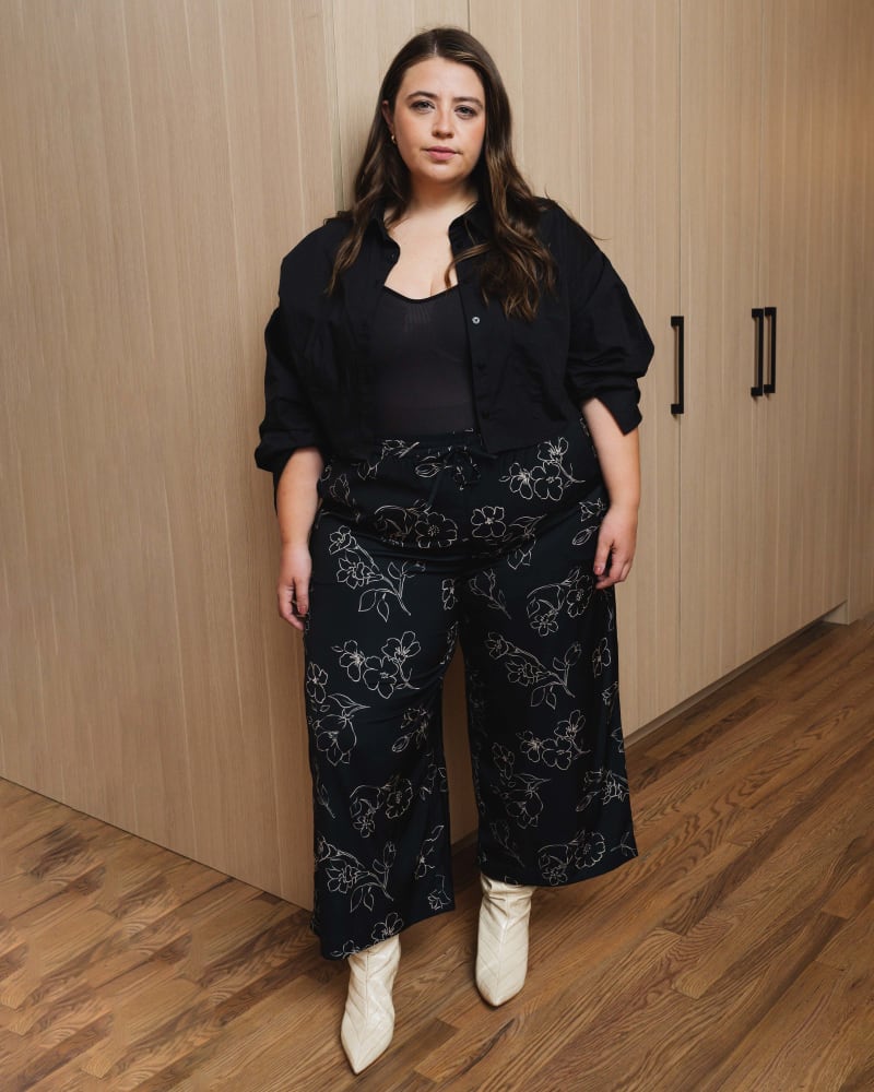 Plus size black culottes hotsell